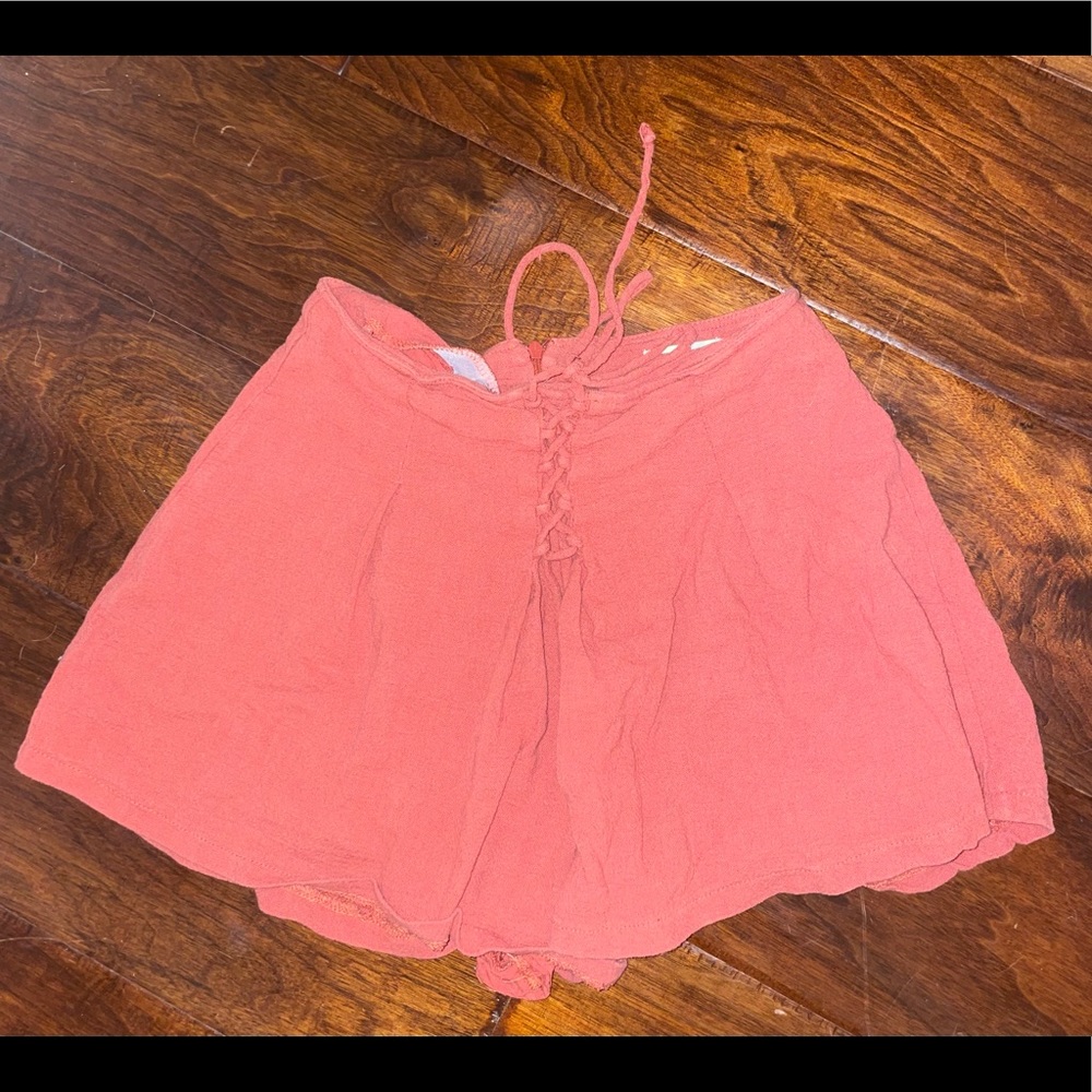 Orange boho tie up shorts